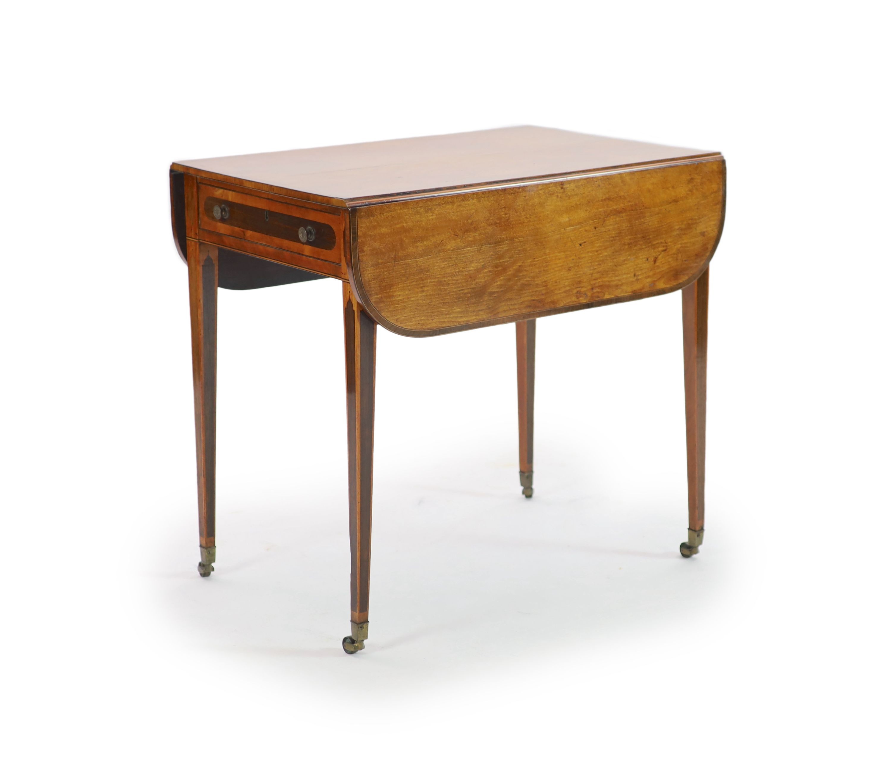 A George III harewood and kingwood Pembroke table, W.52cm L.76cm H.71cm